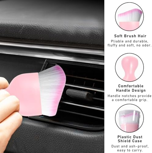 Dickno 2PCS Car Interior Dust Brush, Soft Scratch Free Auto Detailing Brushes - Image 3