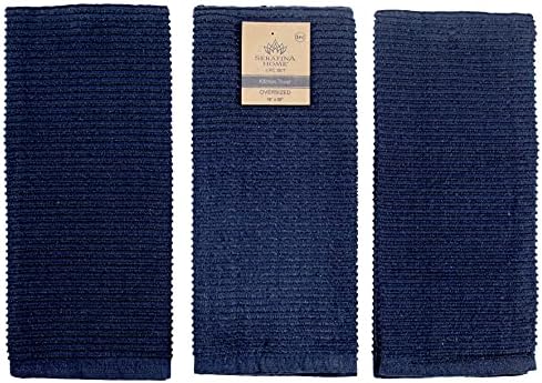 Dark Navy Blue Kitchen Hand Dish Towels, 100% Cotton - Image 6