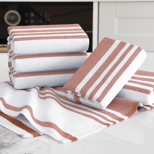 Homaxy Premium Cotton Stripe Kitchen Towels 6 Pack - Image 5