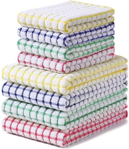 Homaxy Cotton Terry Kitchen Towels and Dishcloths Set of 8, Mixed Color by Homaxy