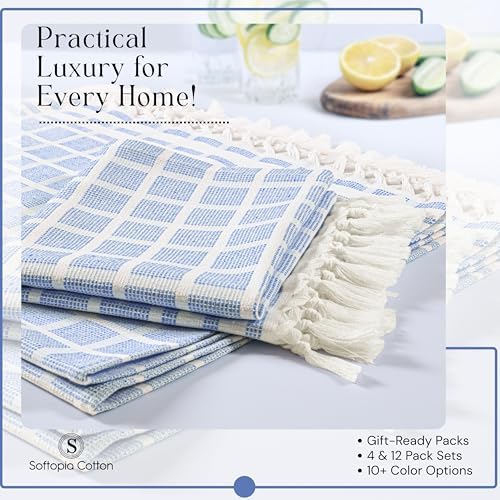 Matrix Dobby Kitchen Towels 4 Pack, 100% Cotton, 16x26 Inches, Handmade Knotted - Image 2