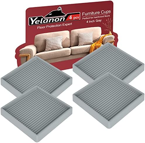 Non Slip Furniture Pads for Hardwood Floors -Yelanon 4Pcs 4” Coasters Cups by Yelanon