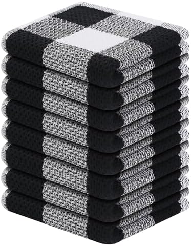 Homaxy 100% Cotton Check 8 Pack Dish Cloths by Homaxy
