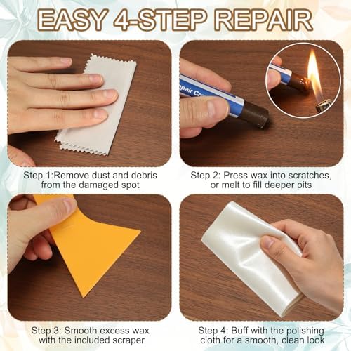 uxcell 4Pcs Wood Filler Sticks, Wood Repair Kit, Warm White - Image 5