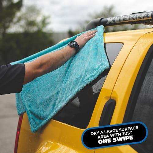 The Rag Company Liquid8r Car Drying Towel, Aqua Blue, 25x36 in - Image 4