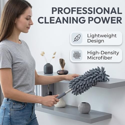 2 Pack Microfiber Duster for Cleaning, Washable Dusters, Extendable Pole - Image 4
