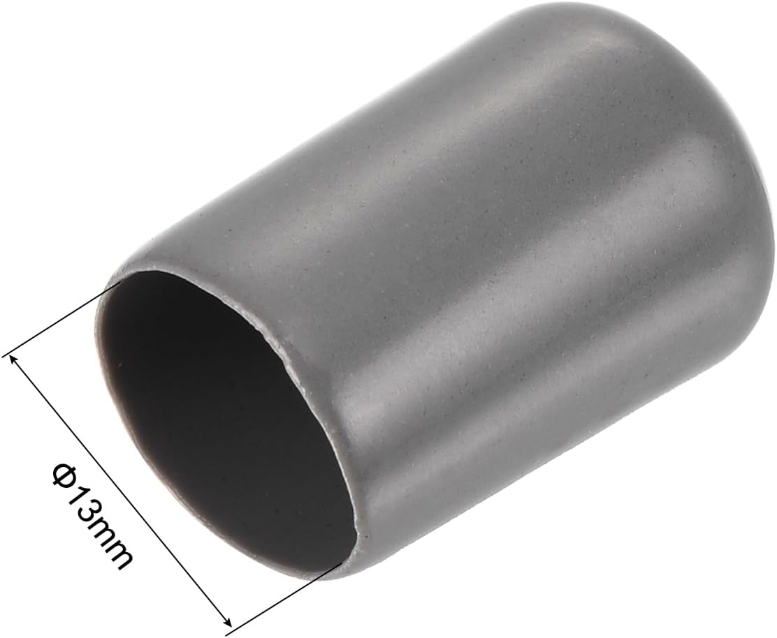uxcell 20pcs Rubber End Caps 13mm ID Vinyl PVC Round Tube Bolt Cap Cover Screw Thread Protectors Dark Grey