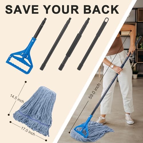 Commercial Industrial Mop with 3 Extra Large Reusable Replacement Head - Image 3