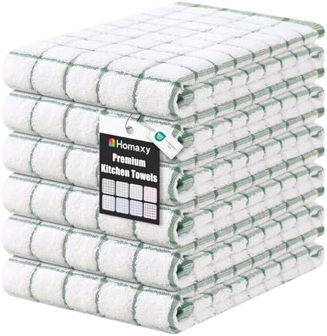 Homaxy Premium Kitchen Towels, Check Design, Grass Green by Homaxy
