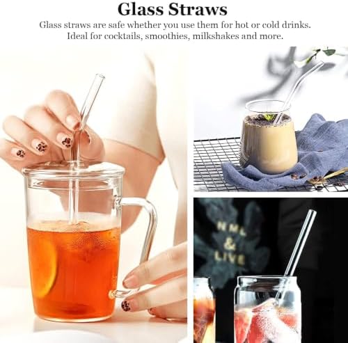 16 Pack Reusable Glass Straws, 6 Straight and 6 Bent - Image 5