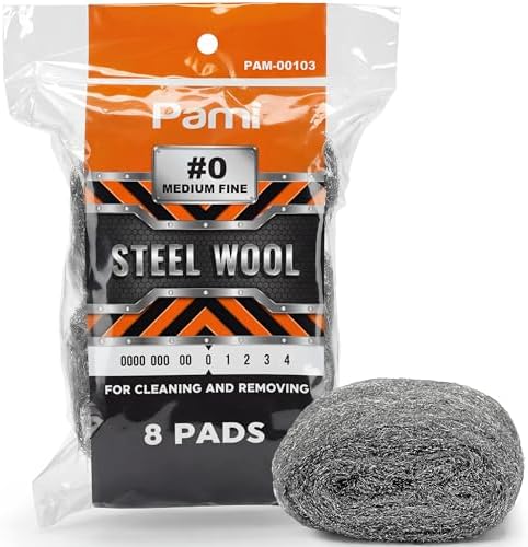 PAMI #0 Medium Fine Steel Wool Scrubber Pads, Non-Scratch by PAMI