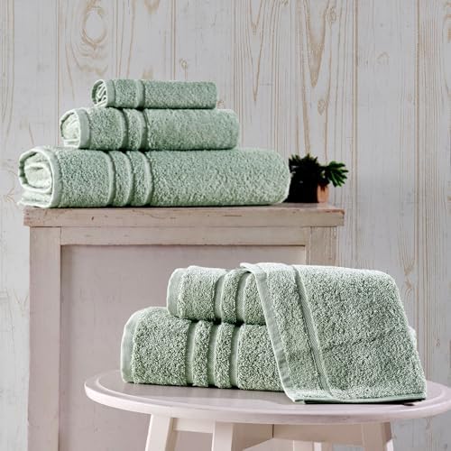 Hawmam Linen Towel Set, Turkish Cotton, 6 Pack, Light Green - Image 2