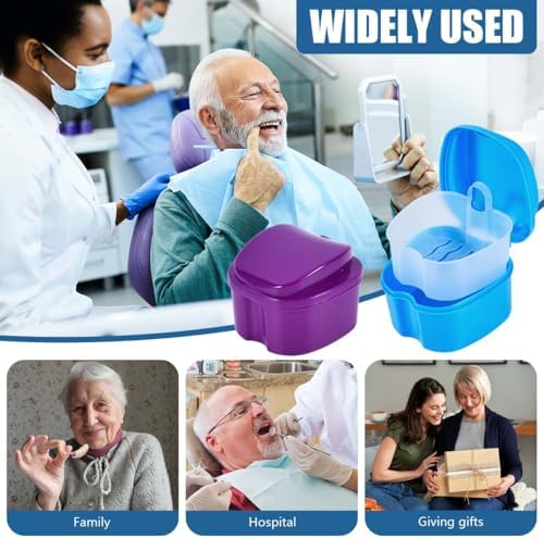 KISEER 2 Pack Denture Bath Case Cup Box Holder Storage Container - Image 6