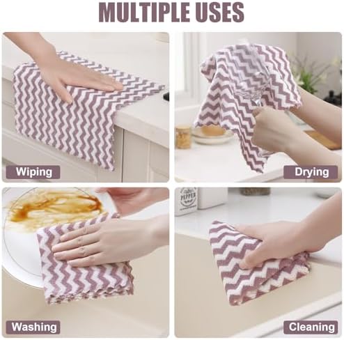 Homaxy 12 Pack Irregular Waves Kitchen Dish Cloths, 10 x 10 inches - Image 5