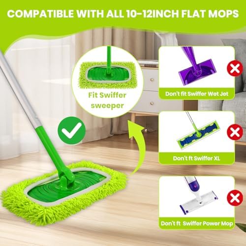 8 Pack Chenille Mop Refill Pads, Reusable Microfiber Mop Pads - Image 2