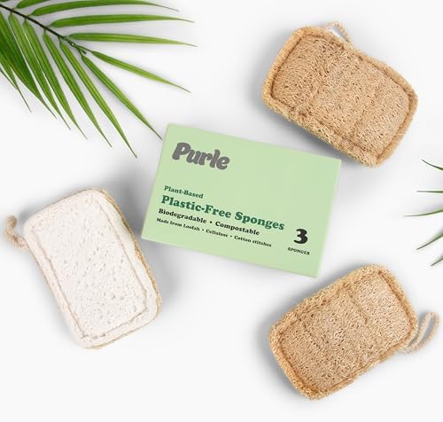 Purle Natural Kitchen Sponges, Eco-Friendly, Compostable Dish Sponges, Loofah & by Purle
