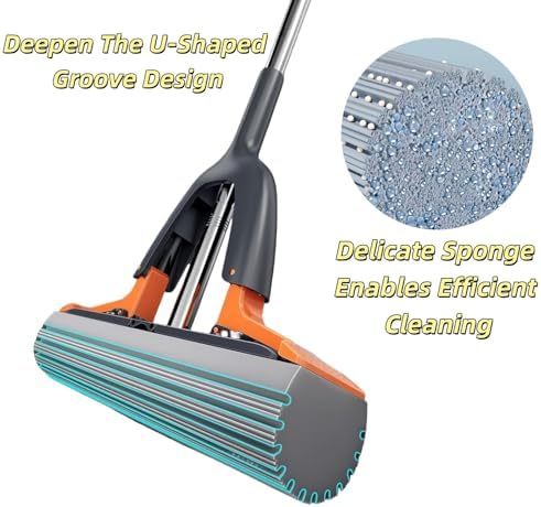 Portable Self-Squeeze Cleaning Mop, Lazy Tabletop mop and Stainless Steel - Image 3