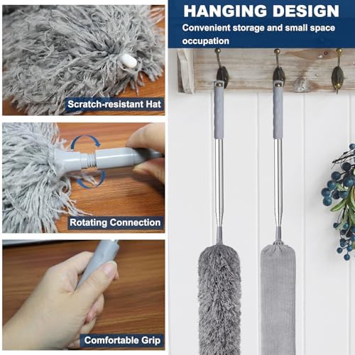 100 Inch Retractable Gap Dust Cleaner Cleaning Tools & Microfiber Feather - Image 3