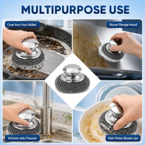 7 PCS Steel Wool Scrubber with Replacement Wire Sponge - Image 6