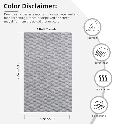 4 Pack Microfiber Bath Towels Large, Super Absorbent, Quick Dry, Plush and - Image 6