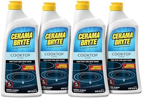Cerama Bryte Cooktop Cleaner for Glass-Ceramic Surfaces, 18 oz, 4 Pack by CeramaBryte
