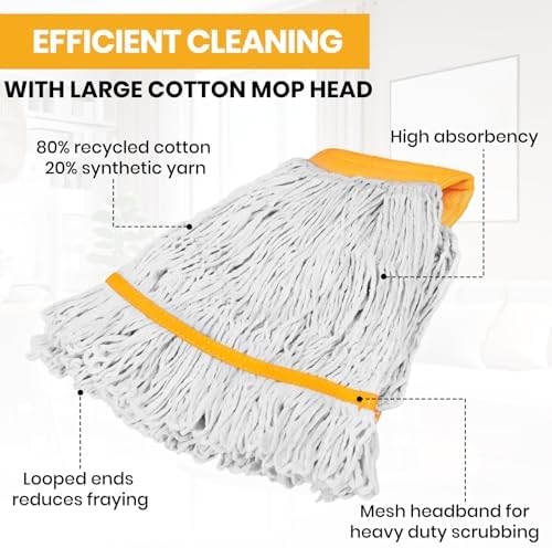 6PK Heavy Duty Commercial Mop Head Replacement- Loop End Cotton Blend String - Image 4