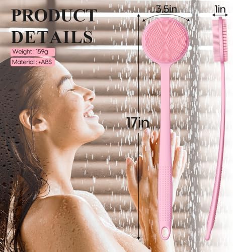 Silicone Back Scrubber for Shower, 17in Lengthen Long Handle Body Brush - Image 6