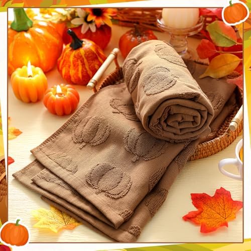 Mindsoft 2 Pcs Fall Hand Towels 3D Pumpkin Jacquard - Image 2