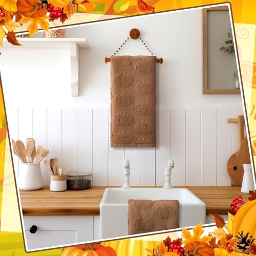 Mindsoft 2 Pcs Fall Hand Towels 3D Pumpkin Jacquard - Image 4