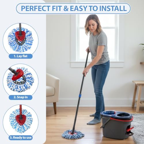 3 Heads + Base Spin Mop Replacement Head - Image 3