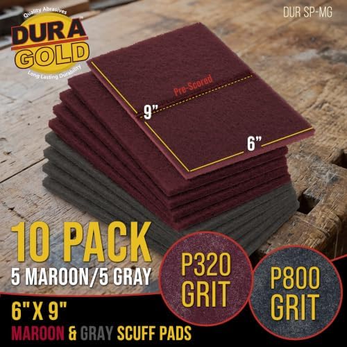 Dura-Gold Premium 6" x 9" Scuff Pads, 5 Each Maroon General Purpose & 5 - Image 2