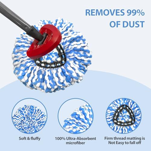 3 Heads + Base Spin Mop Replacement Head - Image 5