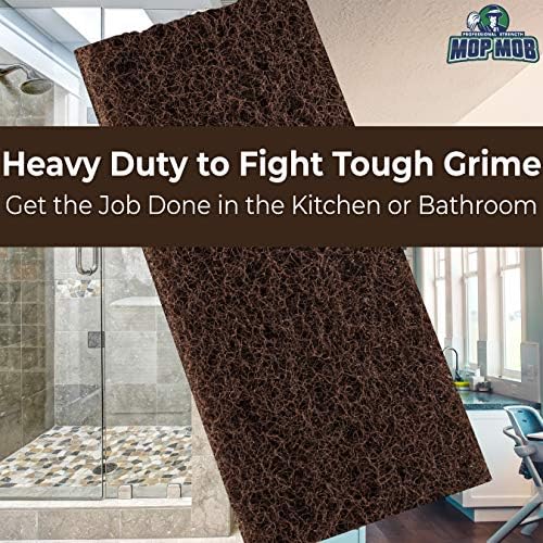 Heavy Duty XL Brown Scouring Pad 5 Pack. 10 x 4.5in Large Multipurpose Nylon - Image 4