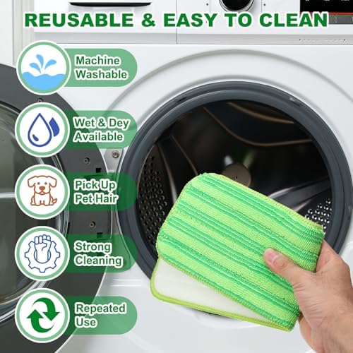 uxcell 2Pcs Microfiber Mop Pads, 11.8x5.5 Reusable Replacement Flat Mop Pads - Image 5