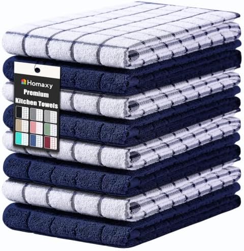 Homaxy Large Premium Cotton Kitchen Towels 16"x 28", 8 Pack, Dusty Blue by Homaxy