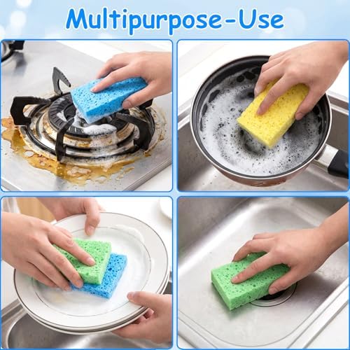 10 Pcs Cellulose Kitchen Sponges, Natural Compressed Sponges Reusable Non - Image 6