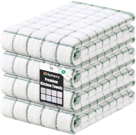 Homaxy Premium Kitchen Towels, Check Design, Grass Green by Homaxy