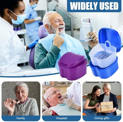 KISEER 2 Pack Denture Bath Case Cup Box Holder Storage Container - Image 5