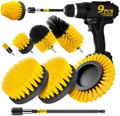 Holikme 9pak Drill Brush, Power Cleaning Scrubber Kit by Holikme