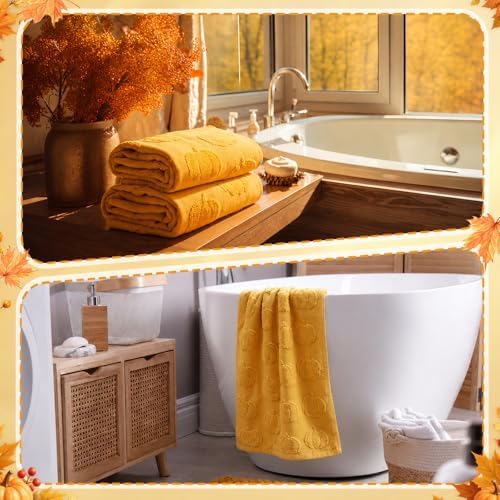 Mindsoft 2 Pcs Fall Hand Towels 3D Pumpkin Jacquard - Image 5