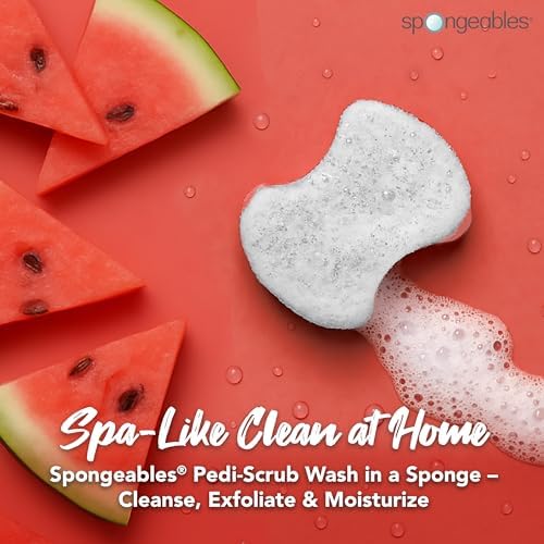 Spongeables Pedi Scrub Foot Exfoliating 20+ Wash Sponge, Watermelon - Image 2