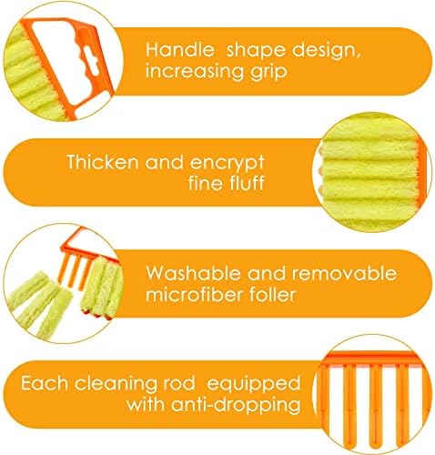 Geiserailie 2 Pcs Window Venetian Blind Cleaner Duster Tool Washable 7 Fingers - Image 4