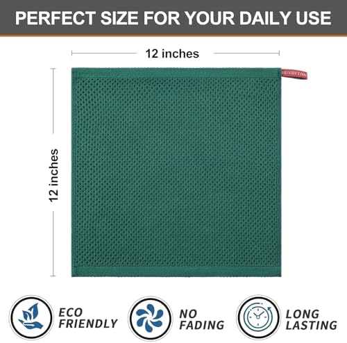 Kitinjoy 100% Cotton Waffle 8-Pack Kitchen Towels, Dark Green - Image 5