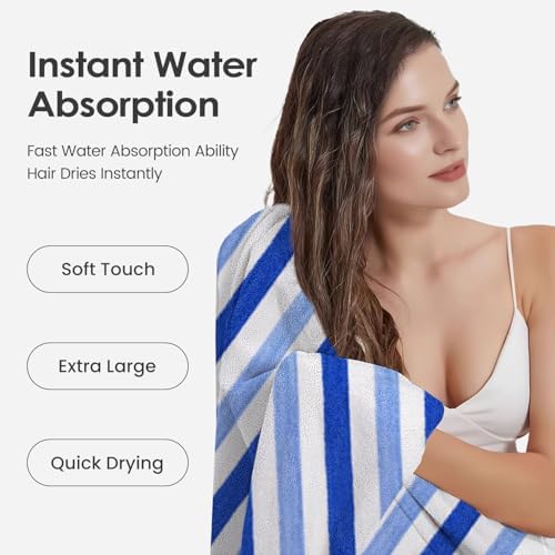 JML Bath Towels, Cabana Stripe Blue - Image 5