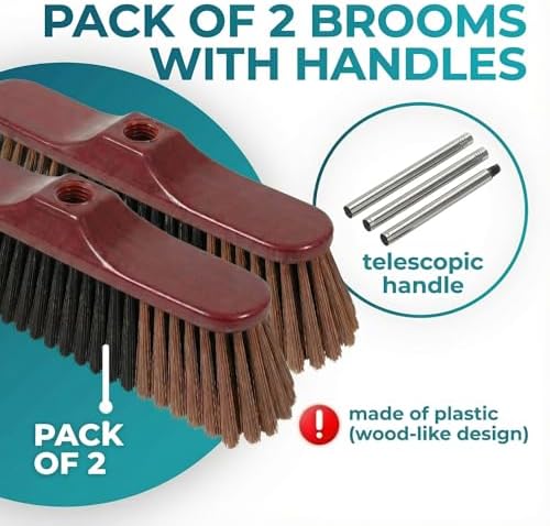HELOMOR Indoor Broom with Dustpan Combo Set, Long Handle Floor Sweeping Broom - Image 2