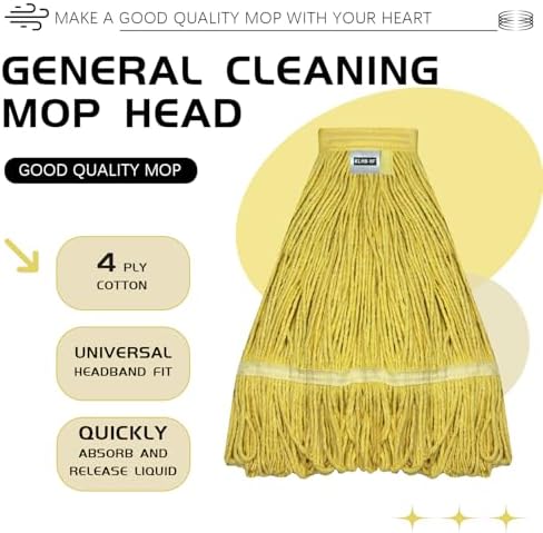 KLHB‑YF 21 Oz Heavy‑Duty Yellow Cotton Mop Head Replacement, Fade‑Resistant - Image 2