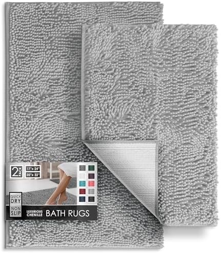Hearth & Harbor Bathroom Rugs, Chenille Bath Mat by HearthHarbor