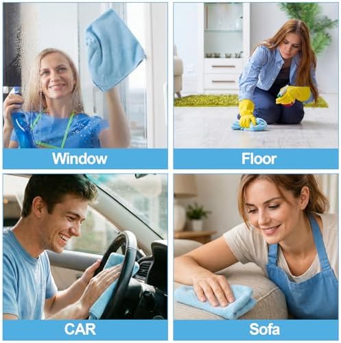 Nuenen Car Microfiber Clean Cloths, Light Blue, 16 x 16 Inch - Image 6