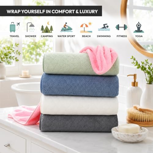 JML Bath Towels with Hanging Loop, 2 Pack, 27x55 in, Microfiber - Image 6