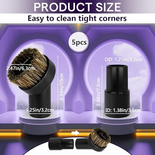 5PCS Horse Hair Brush Vacuum Attachment Set - Image 3